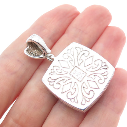 WHITNEY KELLY 925 Sterling Silver Vintage Real MOP & Black Onyx Charm Pendant