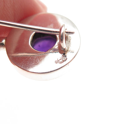 DOUG PAULUS 925 Sterling Silver Vintage Real Amethyst Modernist Earrings