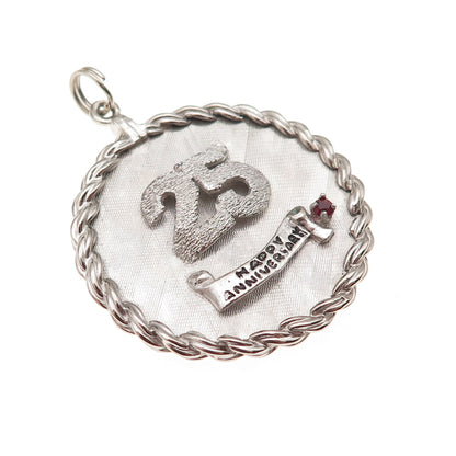 Mark Mercy 925 Sterling Silver Vintage Rhinestone 25th Anniversary Charm Pendant