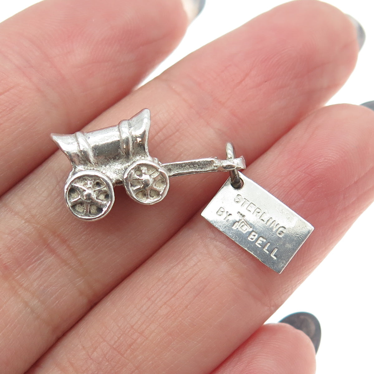 BELL TRADING POST 925 Sterling Silver Vintage Calico Covered Wagon Charm Pendant