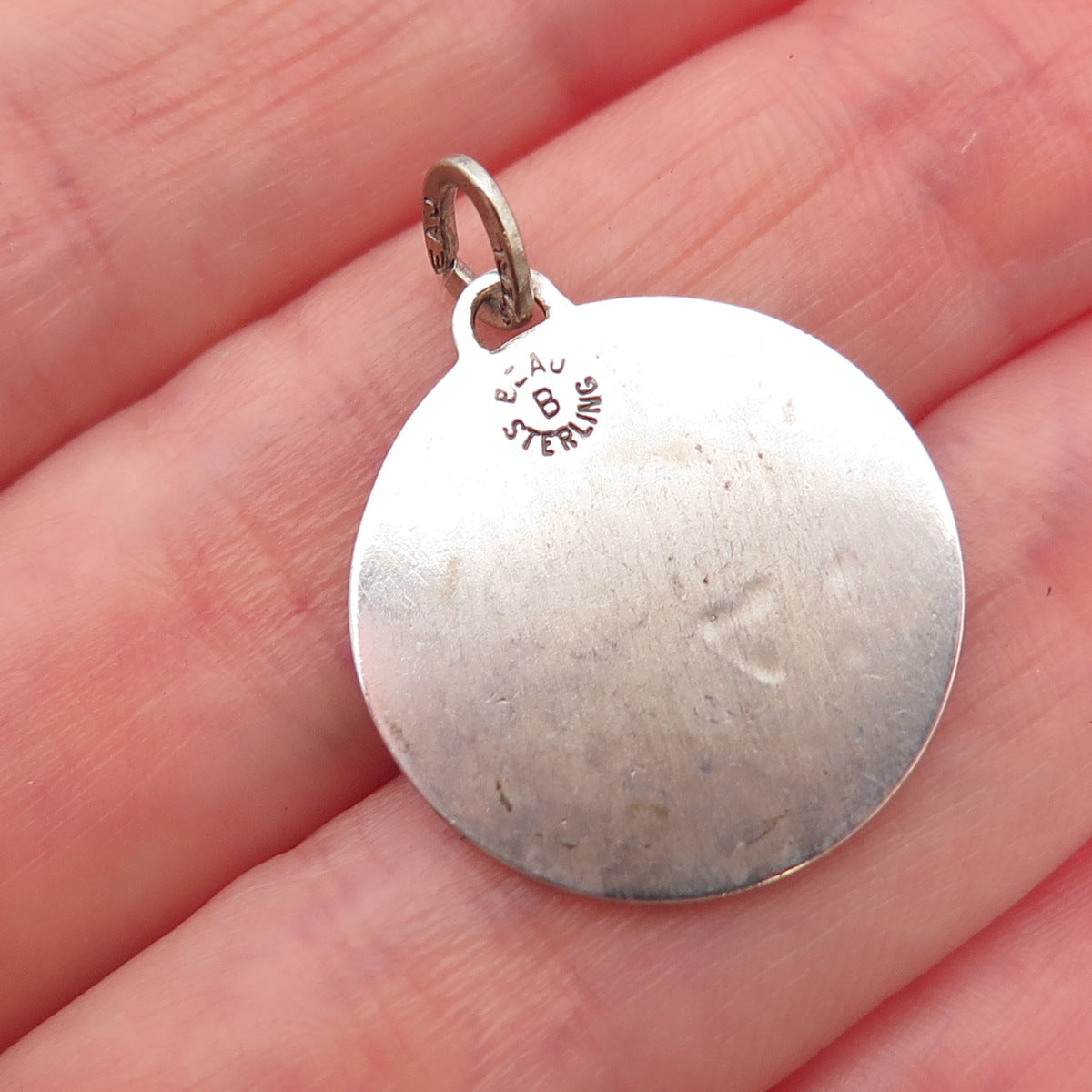 Beau 925 Sterling Silver Vintage I Love You Oxidized Charm Pendant