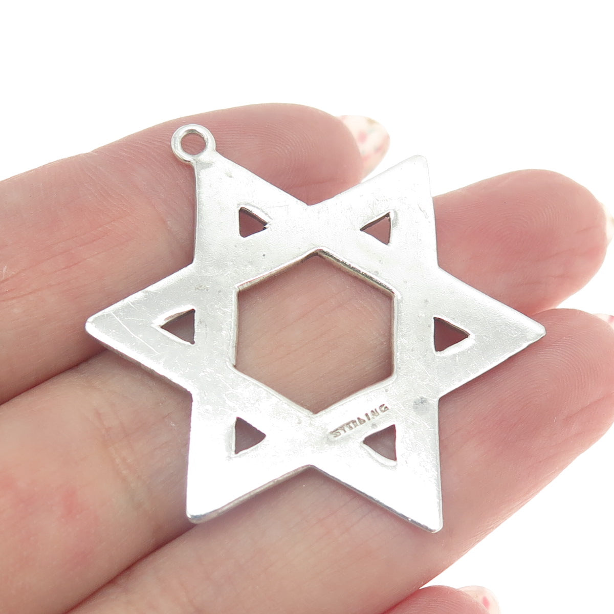 925 Sterling Silver Vintage Star of David Engraved Pendant