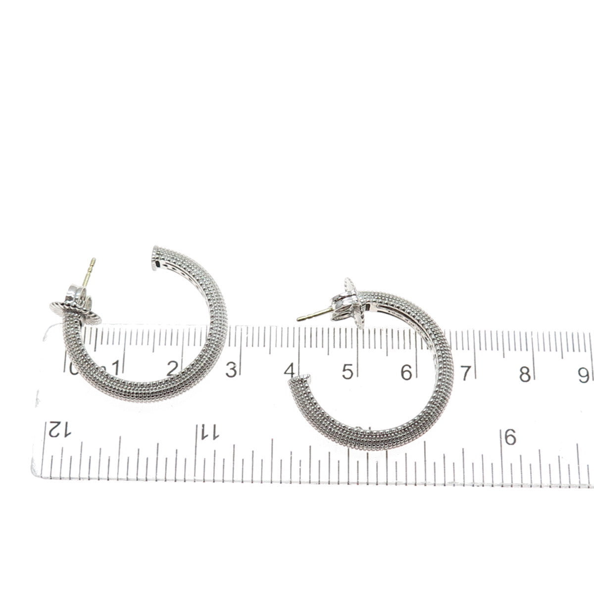 JUDITH RIPKA 925 Sterling Silver & 18K Gold Posts Vintage Hoop Earrings