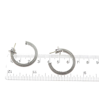 JUDITH RIPKA 925 Sterling Silver & 18K Gold Posts Vintage Hoop Earrings