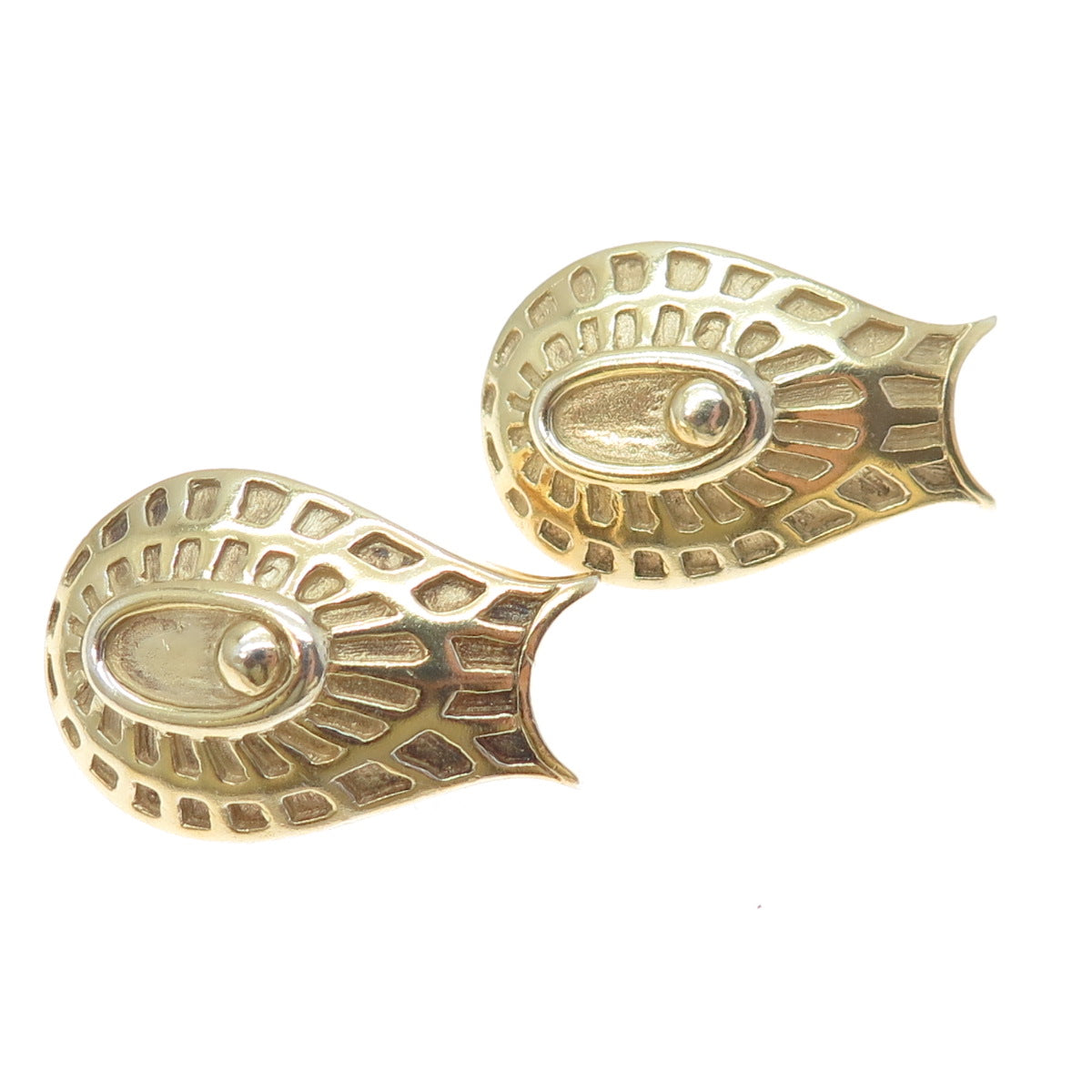 925 Sterling Silver Gold Plated Vintage Modernist Clip On Earrings