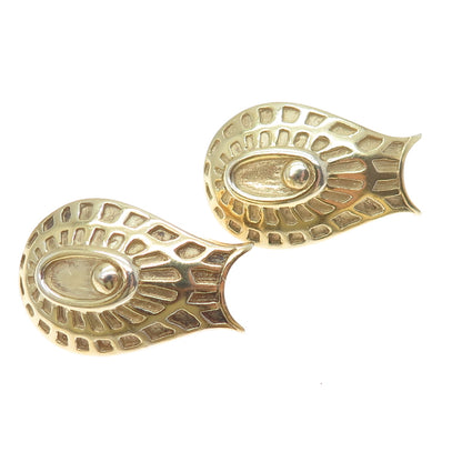 925 Sterling Silver Gold Plated Vintage Modernist Clip On Earrings
