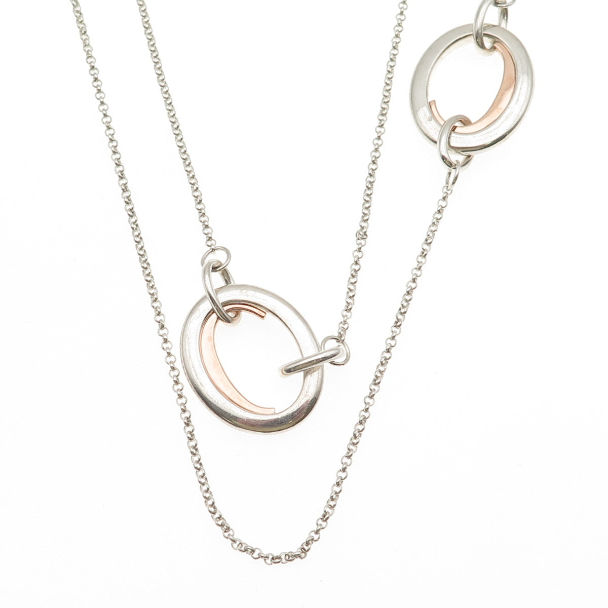 Christofle Sterling Silver 2-Tone C De Christofle Rolo Double Chain Necklace 30"