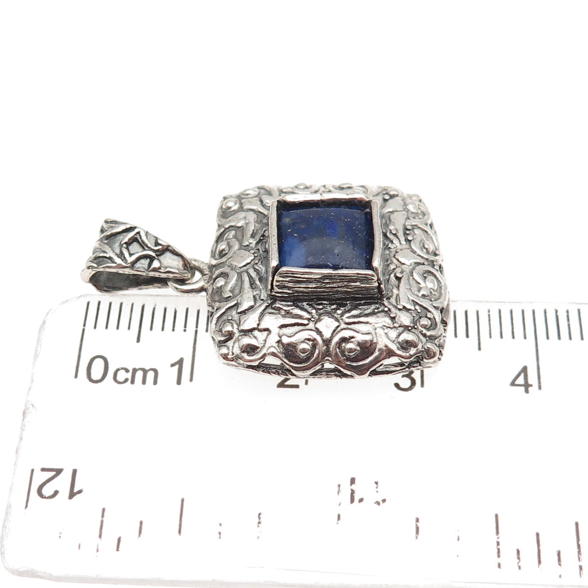 Didae 925 Sterling Silver Vintage Israel Real Lapis Modernist Charm Pendant