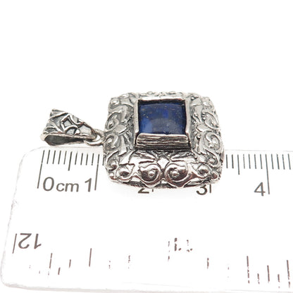 Didae 925 Sterling Silver Vintage Israel Real Lapis Modernist Charm Pendant