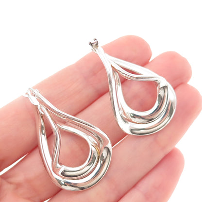 950 Silver Vintage Italy Modernist Interlocked Teardrop Earrings