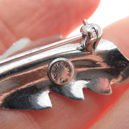 ALICE CAVINESS 925 Sterling Silver Vintage Floral Leaf Pin Brooch