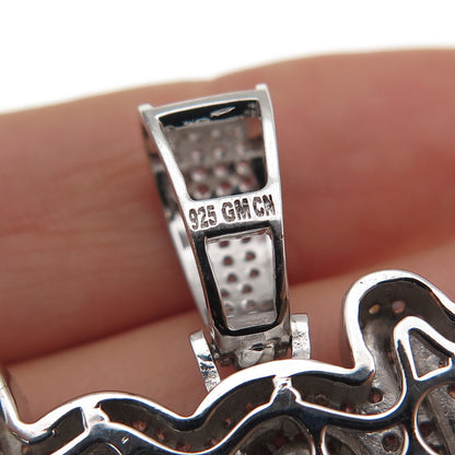 925 Sterling Silver Round-Cut C Z Black Lives Matter Pendant