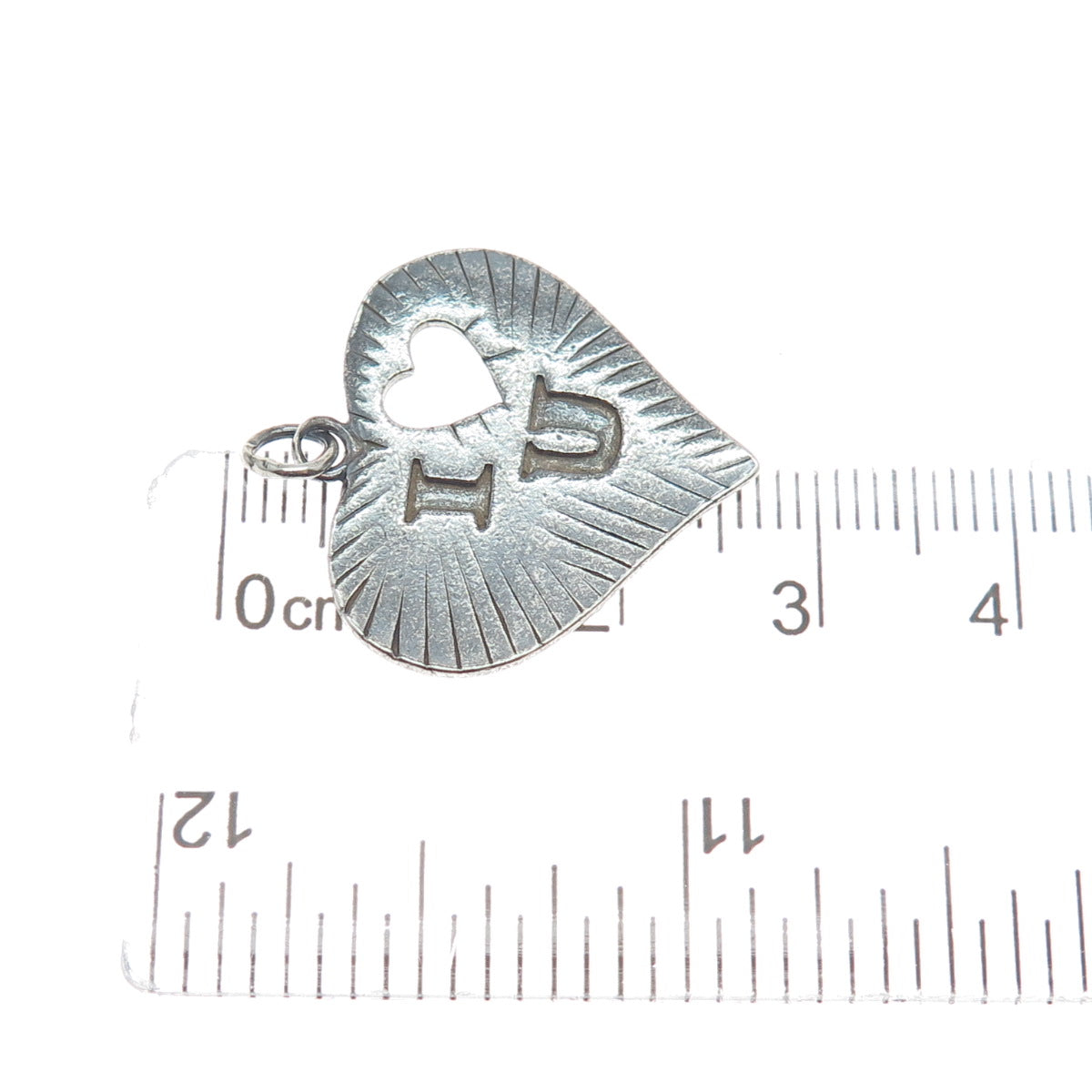 925 Sterling Silver Vintage I Love You Heart Oxidized Charm Pendant