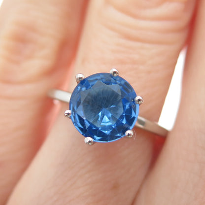 DAZZLERS 925 Sterling Silver Round-Cut Nano Tanzanite Ring Size 5.25
