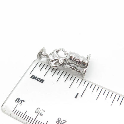 925 Sterling Silver Vintage Musician Drummer Pendant