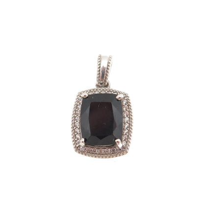 D'JOY Sterling Silver Vintage Real Black Spinel & White Topaz Mini Charm Pendant