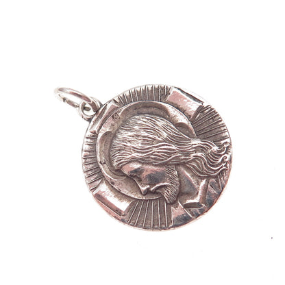 925 Sterling Silver Antique Art Deco Jesus Cross Lutheran Oxidized Charm Pendant