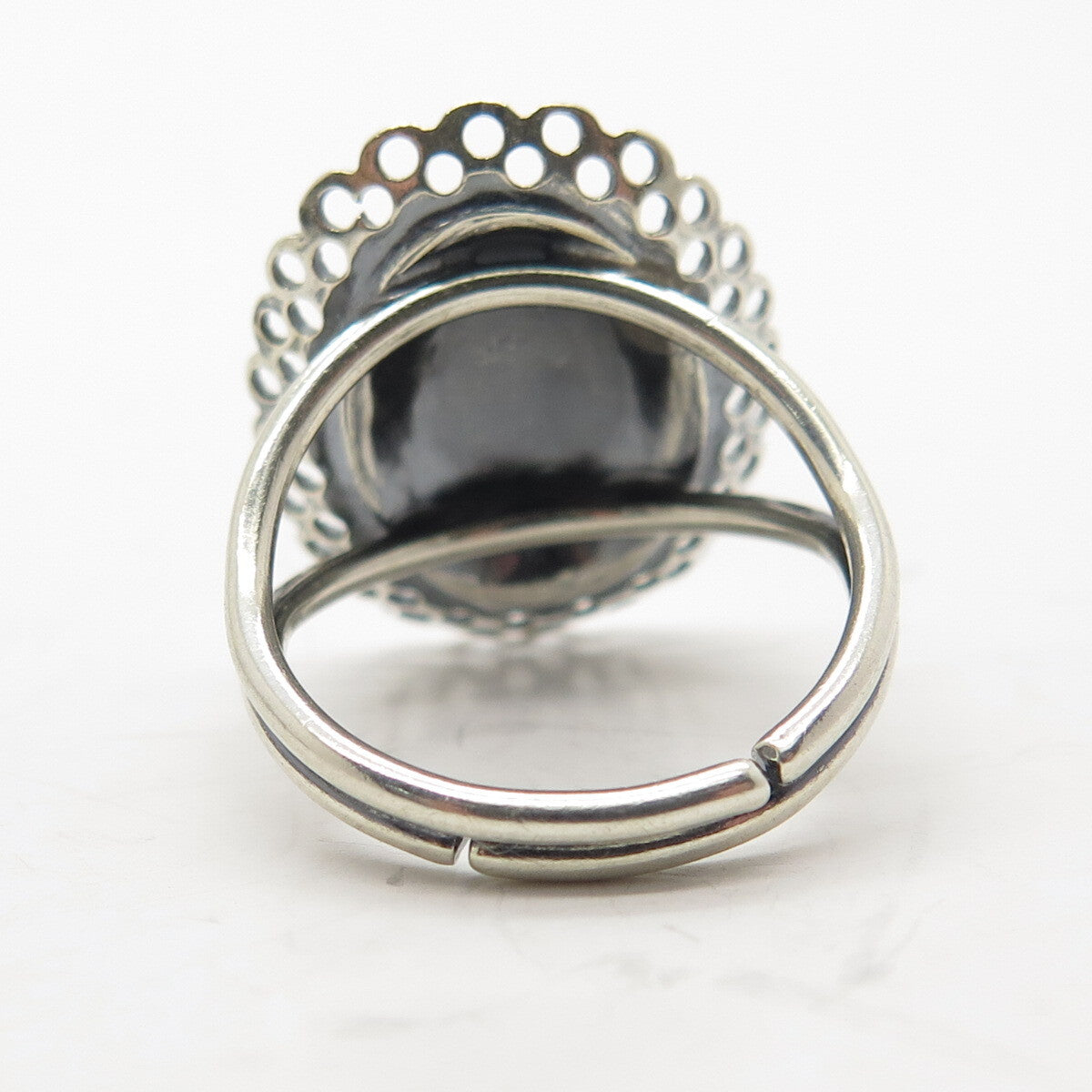 BEAU 925 Sterling Silver Antique Art Deco Filigree Adjustable Ring Size 5.75