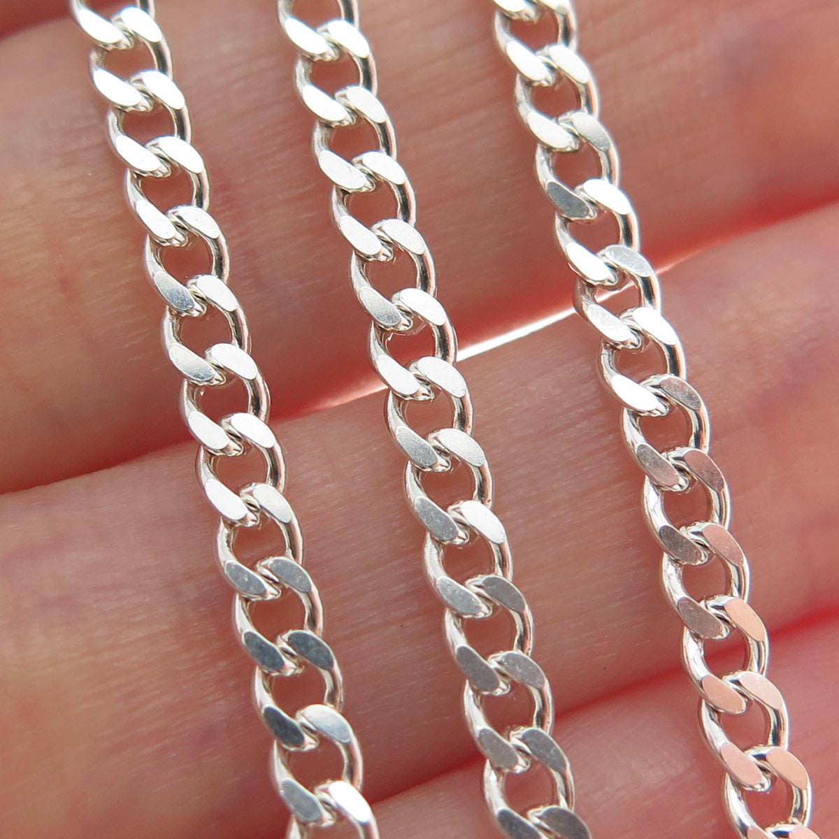 925 Sterling Silver Italy Curb Chain Necklace 16"