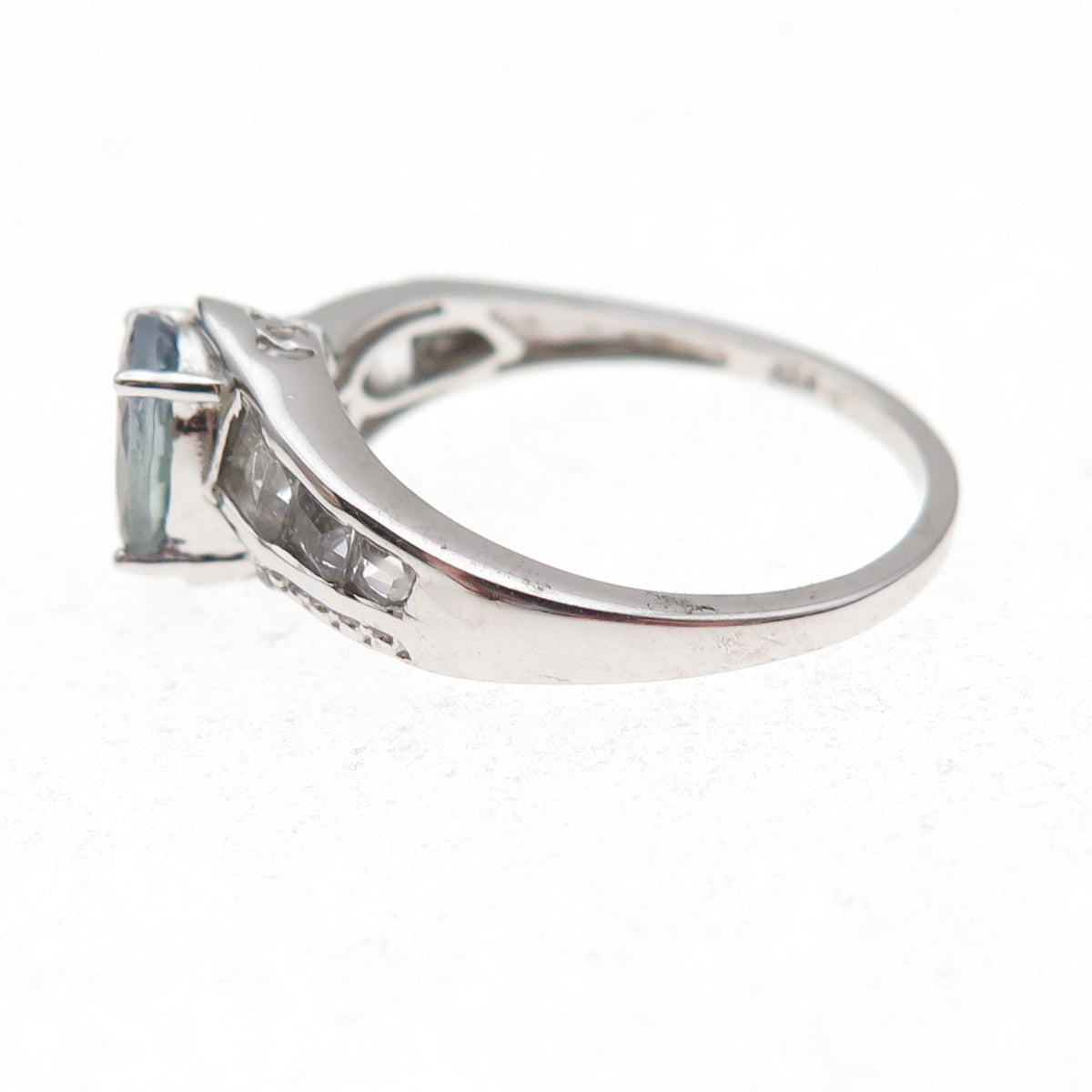 Chuck Clemency 925 Sterling Silver Real Iolite & White Topaz Ring Size 8.25