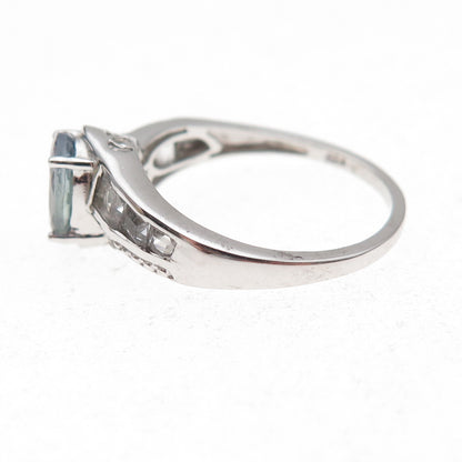 Chuck Clemency 925 Sterling Silver Real Iolite & White Topaz Ring Size 8.25