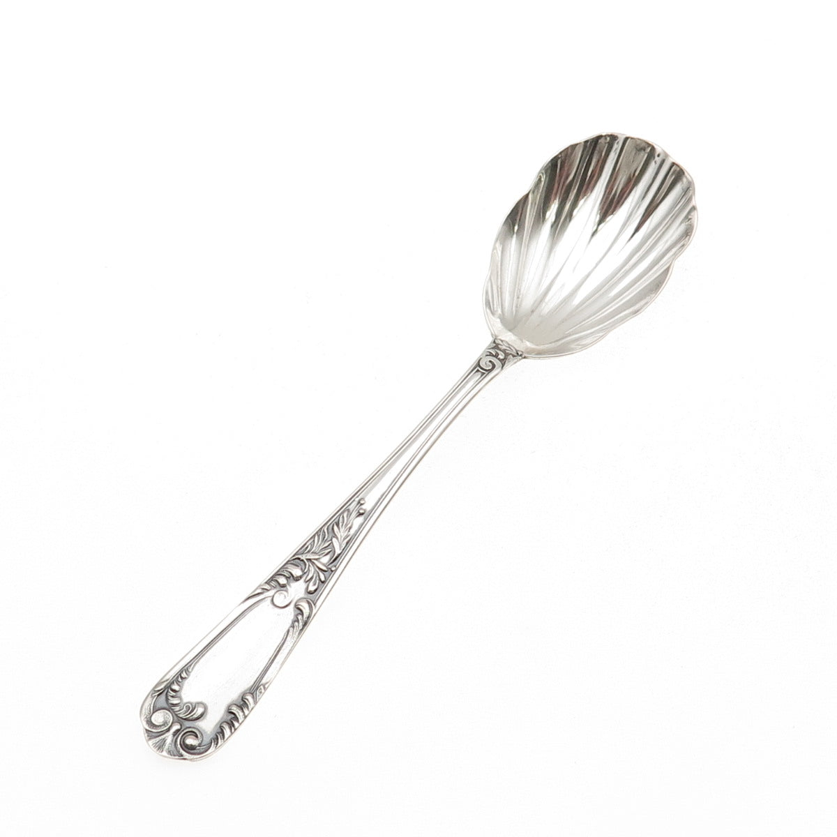 800 Silver Antique Art Deco European Seashell Sugar Sifter Spoon