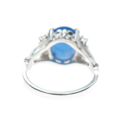 VARGAS & LIND 925 Sterling Silver Vintage Real Chalcedony & C Z Ring Size 7.25