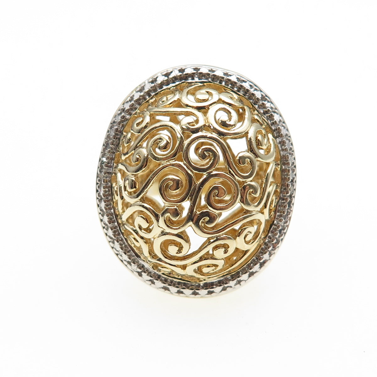 ROSS SIMONS 925 Sterling Silver Gold Plated Real Diamond Accent Ring Size 7.25