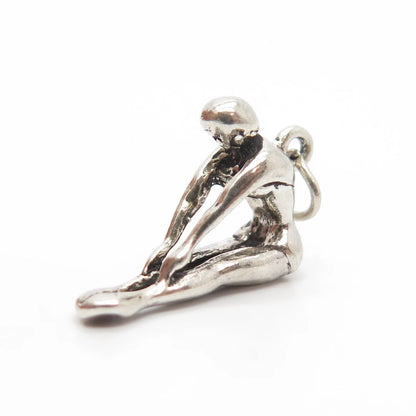 925 Sterling Silver Vintage Gymnast / Athlete Girl Charm Pendant