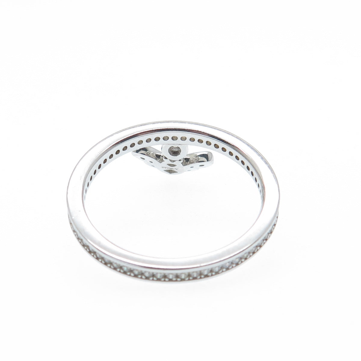 MILOR 925 Sterling Silver Italy Round-Cut C Z Bee Dangle Charm Ring Size 9.25