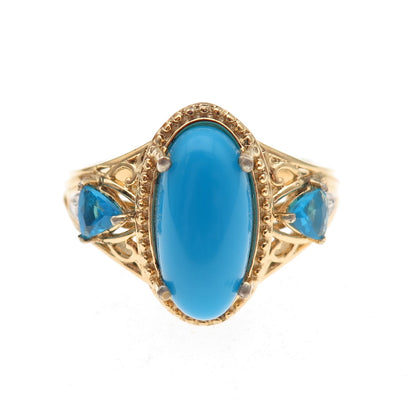 Chuck Clemency 925 Sterling Gold Plated Turquoise Apatite & Topaz Ring Size 8.25