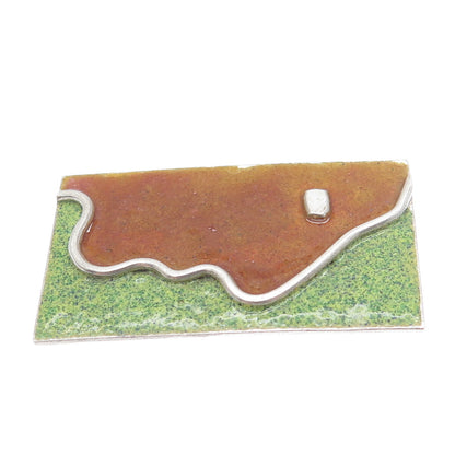 925 Sterling Silver Vintage Enamel Modernist Man's Profile Pendant