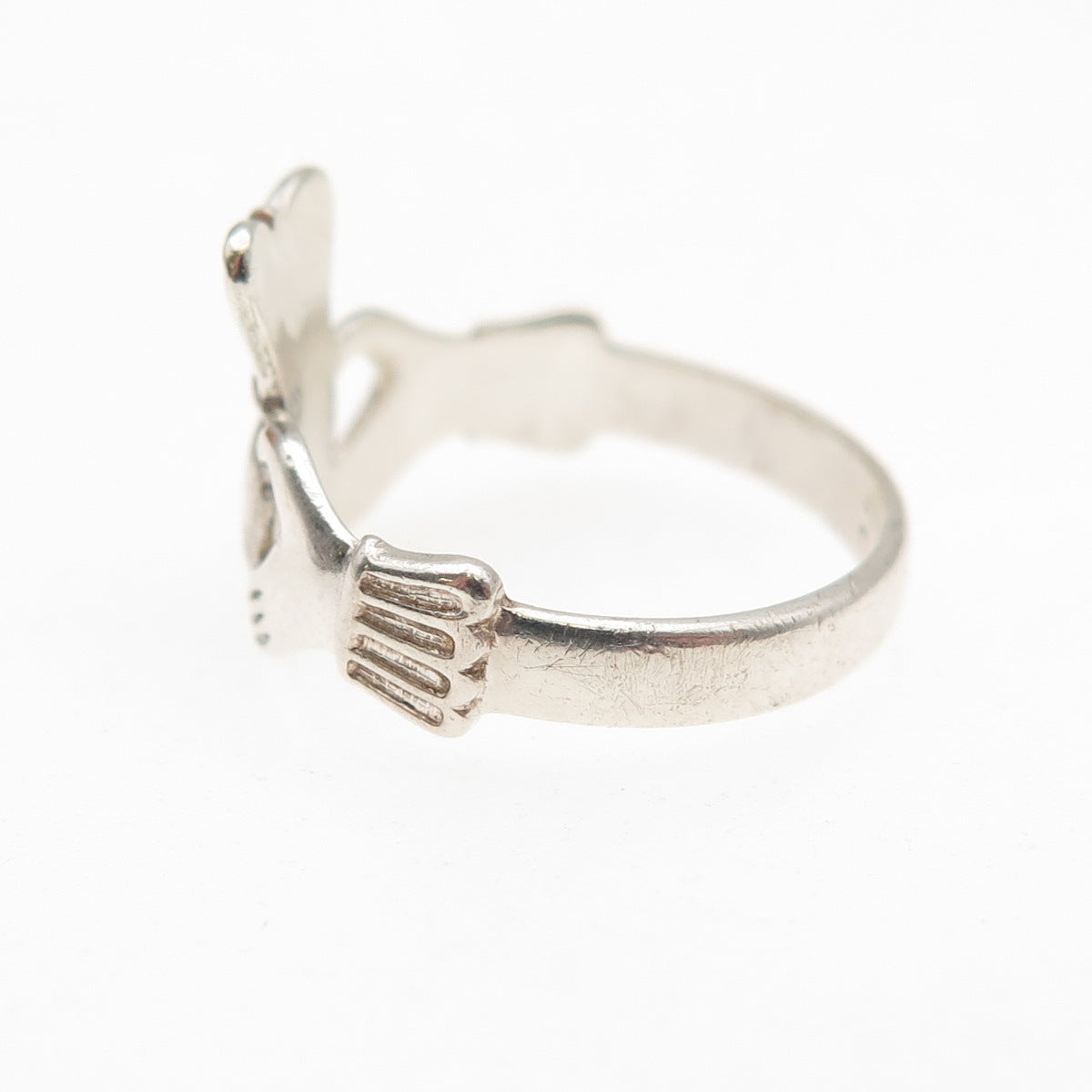 Beau 925 Sterling Silver Vintage Irish Claddagh Oxidized Ring Size 5