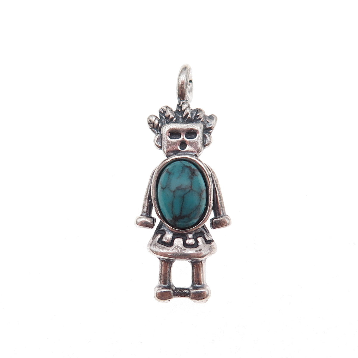 Carolyn Pollack Old Pawn 925 Sterling Vintage Turquoise Talavi Kachina Pendant