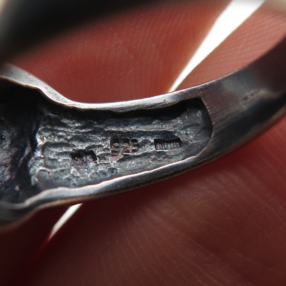 925 Sterling Silver Vintage Modernist Heart Oxidized Ring Size 7