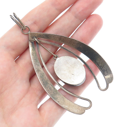 925 Sterling Silver Vintage Israel Real Eilate Modernist Oxidized Pendant