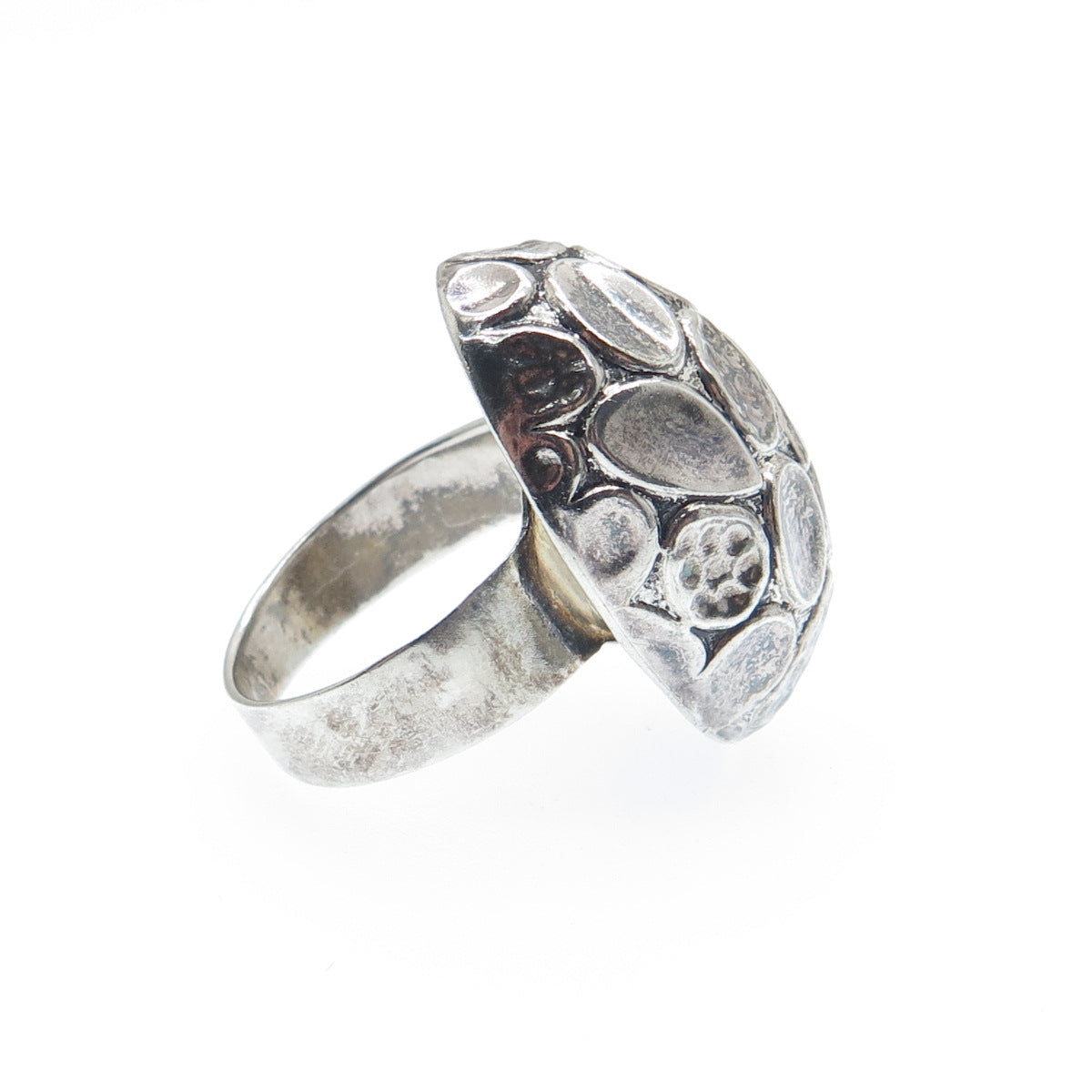 NINOS CHAMMO 925 Sterling Silver Vintage Mexico Modernist Petal Dome Ring Size 8