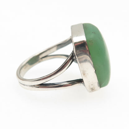 925 Sterling Silver Vintage Real Cushion-Cut Chrysoprase Ring Size 8