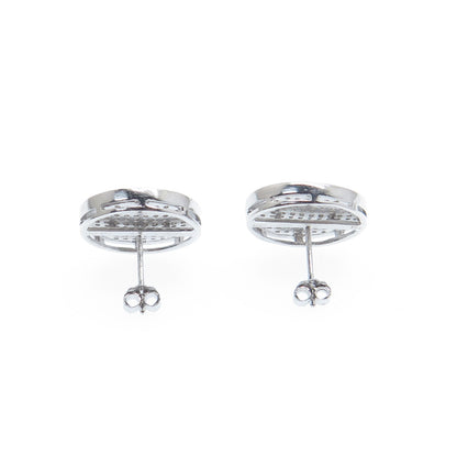 925 Sterling Silver Round-Cut C Z Sparkle Disc Stud Earrings
