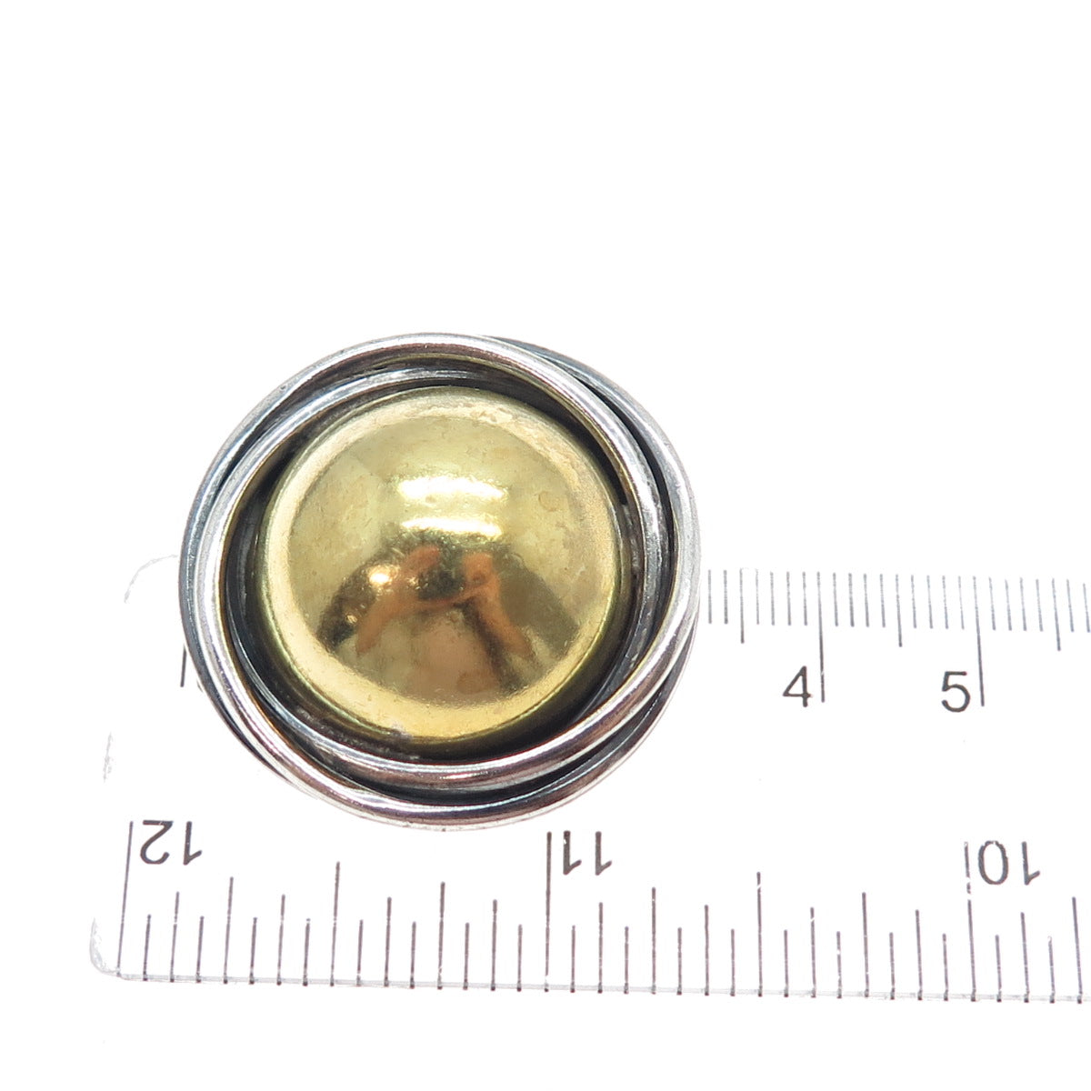 925 Sterling Silver 2-Tone Vintage Mexico Trinity Dome Oxidized Pin Brooch