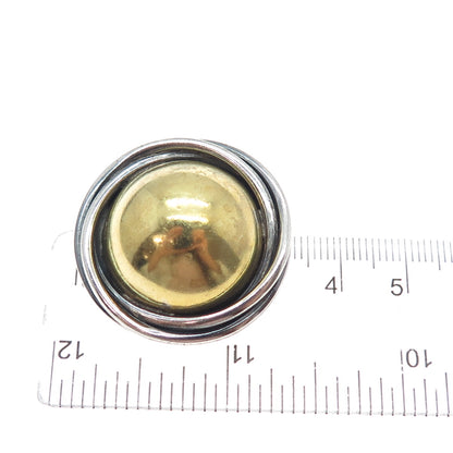 925 Sterling Silver 2-Tone Vintage Mexico Trinity Dome Oxidized Pin Brooch