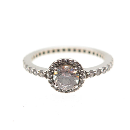 Pandora 925 Sterling Silver Round-Cut C Z Engagement Ring Size 6.25