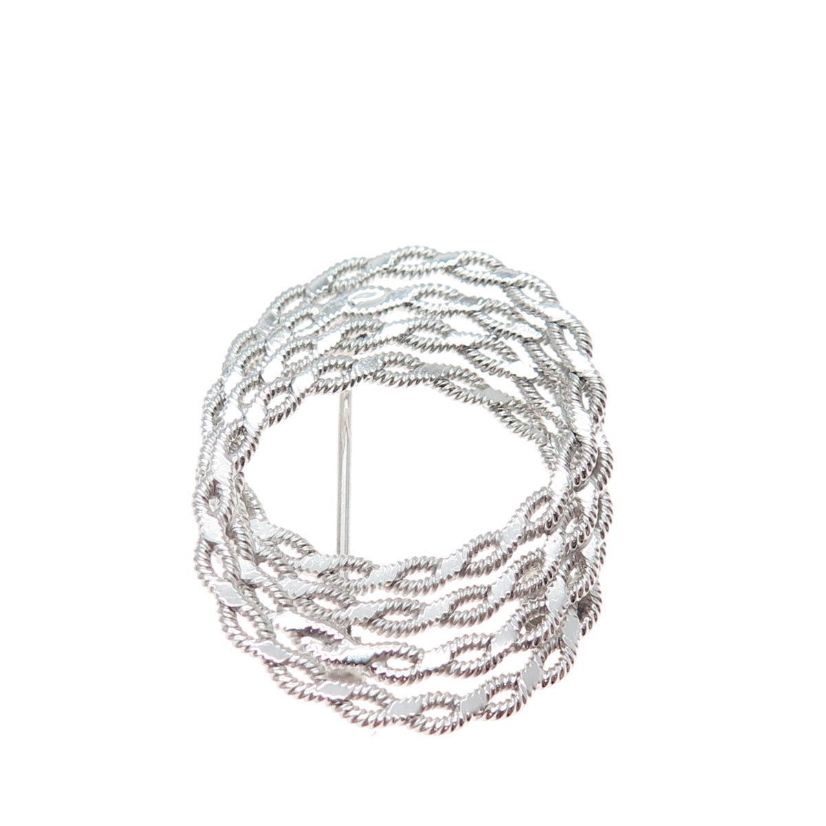 A & Z HAYWARD 925 Sterling Silver Vintage Interlocked Eternity Circle Pin Brooch