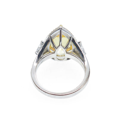 DSMK 925 Sterling Silver 2-Tone Canary & White Multi-Cut C Z Ring Size 6.25