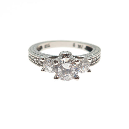 925 Sterling Silver Round-Cut C Z Engagement Ring Size 6.25