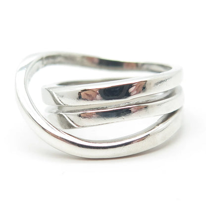 925 Sterling Silver Vintage Striped Ring Size 7
