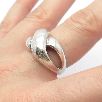 925 Sterling Silver Vintage Crossover Ring Size 8.25