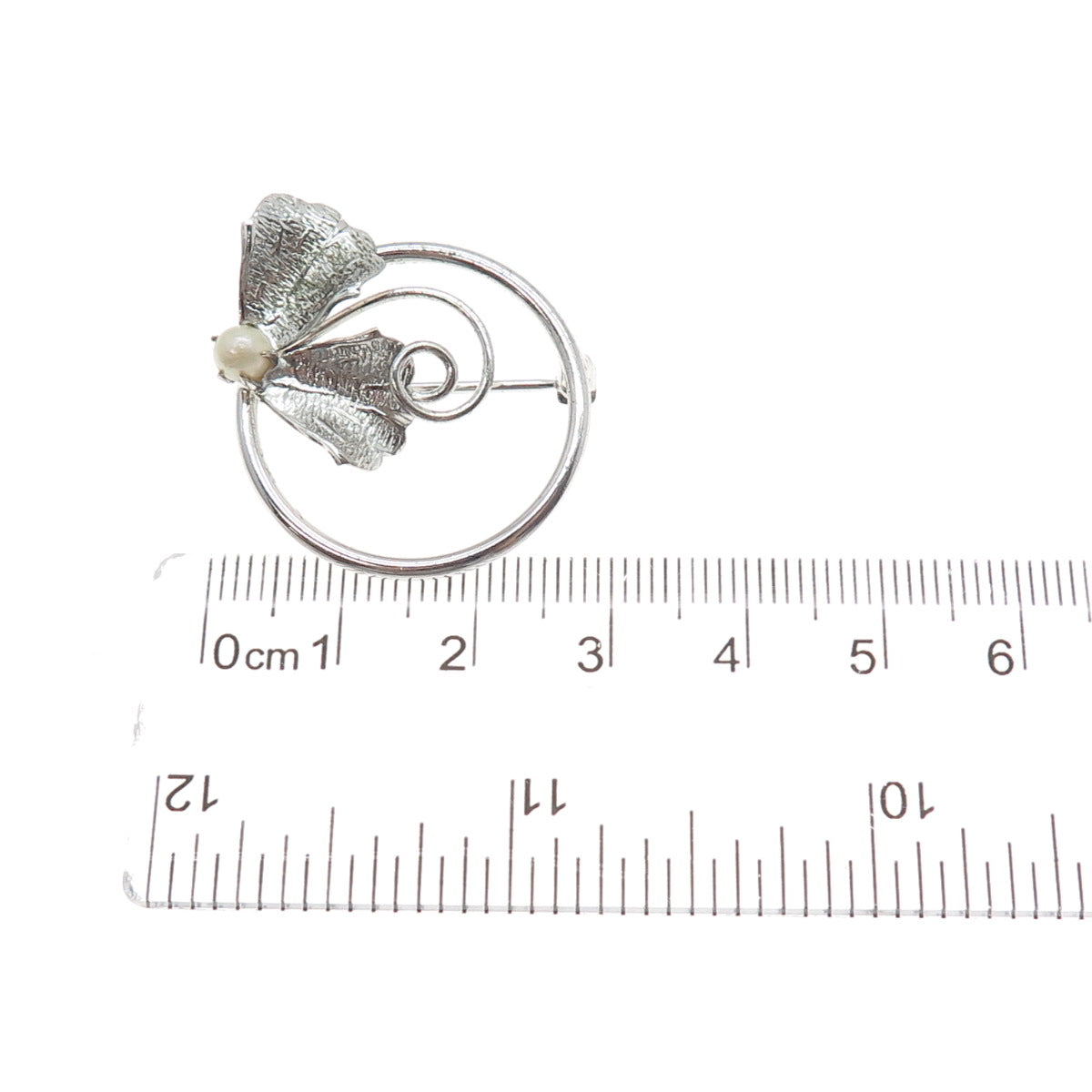 PPC Princess Pride Creations 925 Sterling Antique Art Deco Real Pearl Pin Brooch