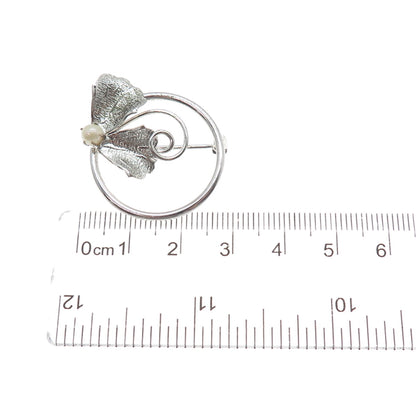 PPC Princess Pride Creations 925 Sterling Antique Art Deco Real Pearl Pin Brooch