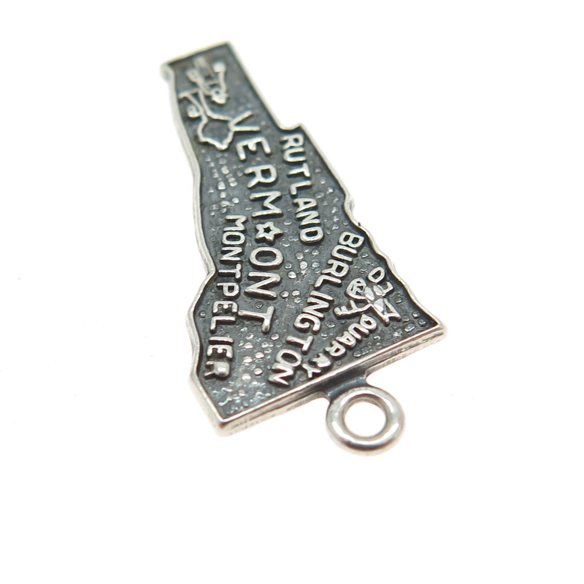 FRENCH & FRANKLIN 925 Sterling Silver Vintage Vermont State Map Charm Pendant